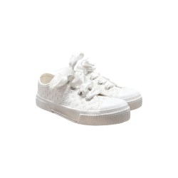 DXO Vigevano 104 sneakers bambina in tessuto macramè bianco