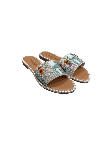 Nazareno Gabrielli 0045 sandali donna in similpelle fantasia bianco