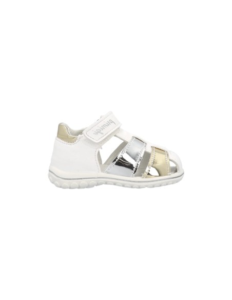 Primigi 7864644 sandali bambina in pelle bianco specchio oro/silver