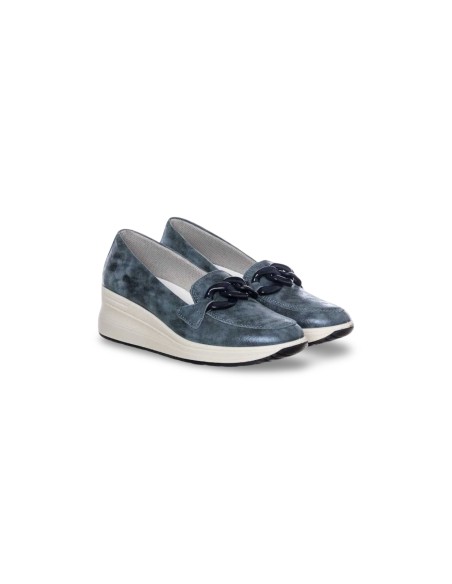 Enval Soft 5760900 mocassini donna in pelle bluette