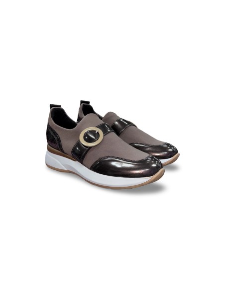Comart 5D4799 slip on donna in vernice e tessuto taupe