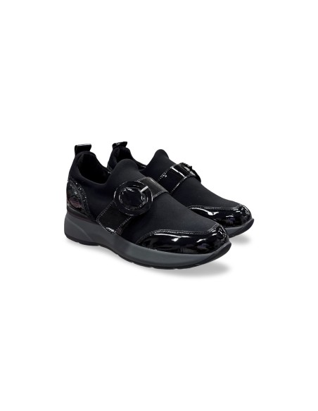 Comart 5D4799 slip on donna in vernice e tessuto nero