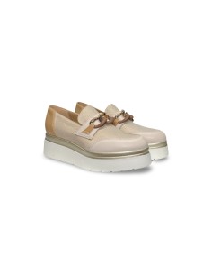 COMART 2C5153 mocassini donna in pelle e tela beige