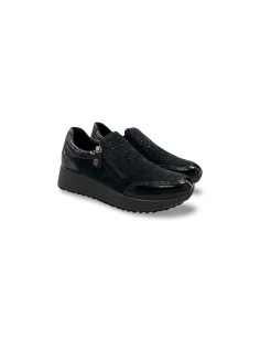 Enval Soft 6777500 slip on donna linea comoda in vernice e camoscio nero