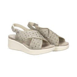 ENVAL SOFT 3771411 sandali donna in pelle grigio perla