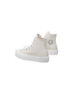 Converse All Star CTAS Lift Hi A00902C sneakers donna in pelle grigio panna 2