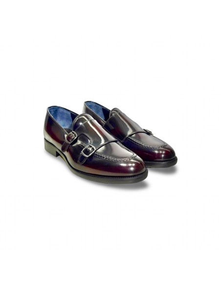 Ferrino Milano 027 mocassini uomo in pelle abrasivato bordeaux