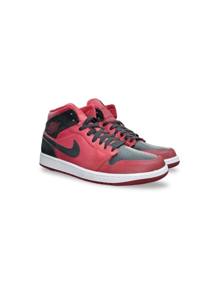 Nike Air Jordan 1 Mid 554724 660 sneakers uomo in pelle rosso/nero