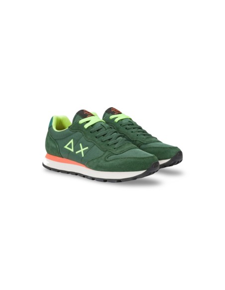 Sun68 Z44102 sneakers uomo in camoscio/tessuto verde scuro