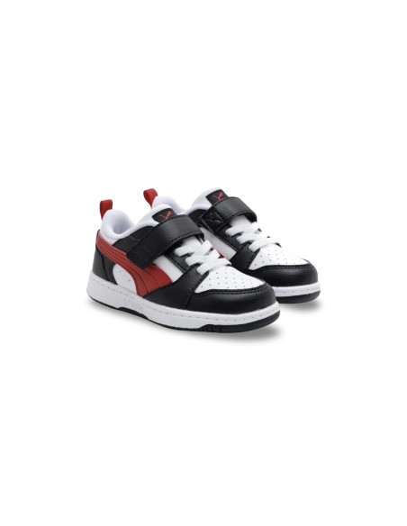 Puma Rebound v6 Lo AC+Inf 397420 04 sneakers bambino in similpelle nero/rosso