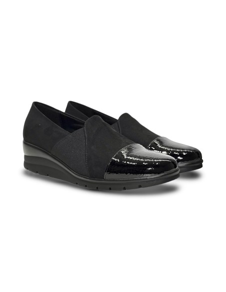 Sofia 530 slip on donna in vernice e camoscio nero