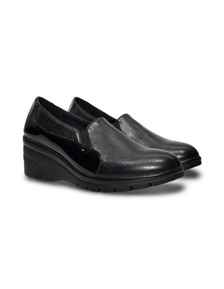 Sofia 3057 slip on donna in pelle e vernice nero