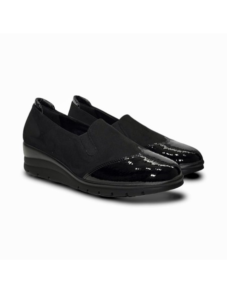 Sofia 571 slip on donna in camoscio e vernice nero