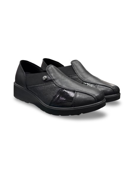 Enval Soft 6762000 slip on donna in pelle/vernice nero