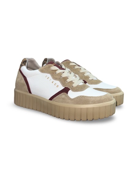 Igi&Co 8680044 sneakers donna in pelle/camoscio beige/bianco