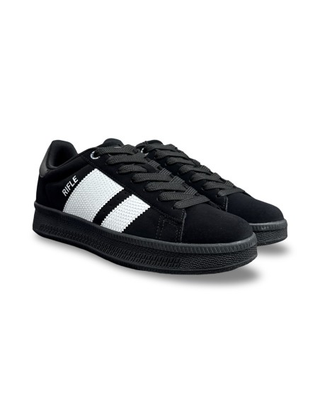 Rifle RFM524H05 FIELD sneakers uomo in camoscio nero/bianco