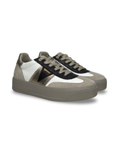 Igi&Co 8669933 sneakers donna in pelle/camoscio nero/bianco/beige