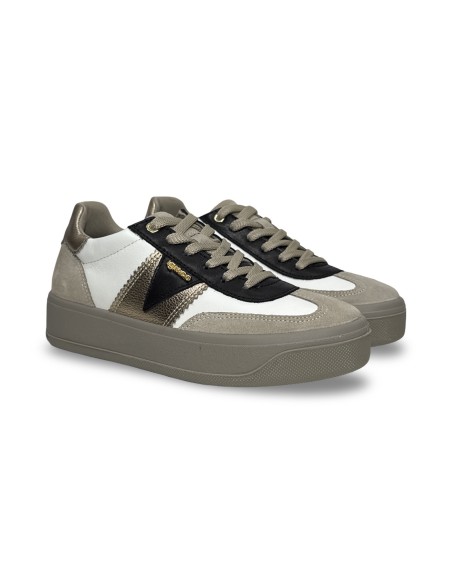 Igi&Co 8669933 sneakers donna in pelle/camoscio nero/bianco/beige