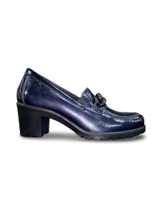 Enval Soft 8754733 mocassini donna in pelle vernice blu 2