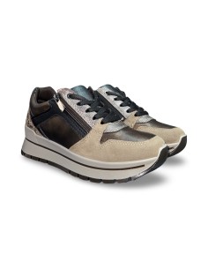 Igi&Co 8676177 sneakers donna in camoscio/laminato in pelle rame/beige