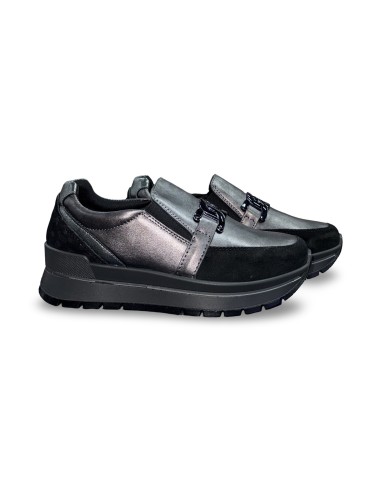 Igi&Co 8676300 slip on donna in pelle/camoscio acciaio