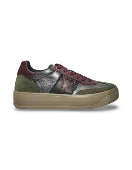 Igi&Co 8669911 sneakers donna in pelle/camoscio verde/nero/vino