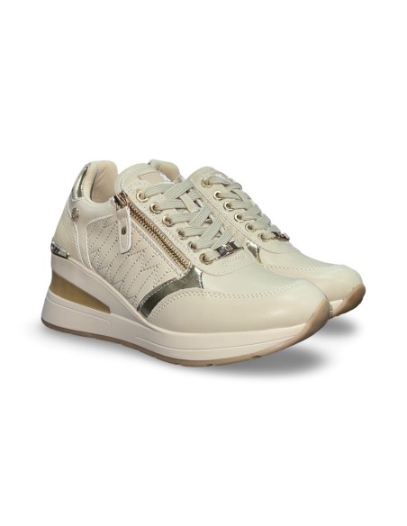 Xti 143071 sneakers donna in pelle beige/oro