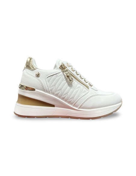 Xti 143071 sneakers donna in pelle bianco/oro