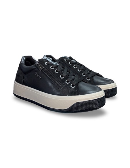 Igi&Co 8669811 sneakers donna in pelle/camoscio nero