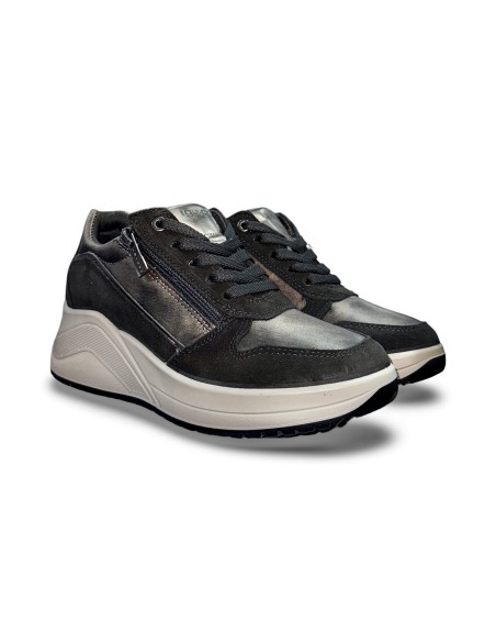 Igi&Co 8654433 sneakers donna in pelle/camoscio nero