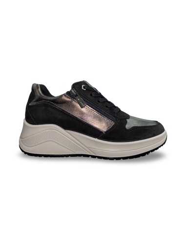 Igi&Co 8654433 sneakers donna in pelle/camoscio nero