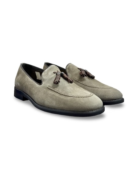 EXTON 164 mocassini uomo in camoscio beige