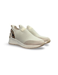 Xti 144375 slip on donna in tessuto e camoscio beige