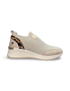 Xti 144375 slip on donna in tessuto e camoscio beige 2