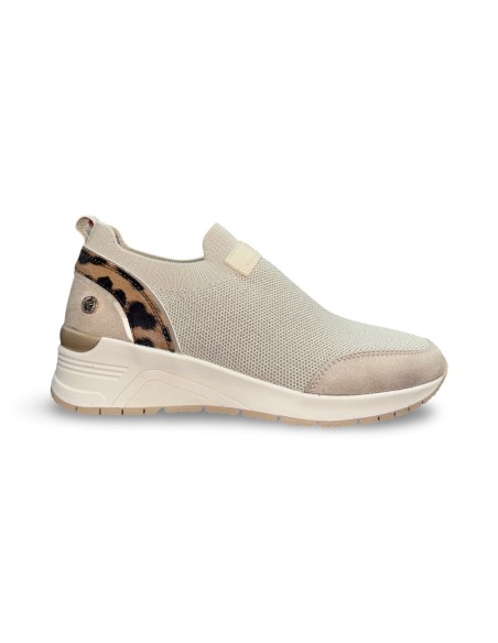 Xti 144375 slip on donna in tessuto e camoscio beige