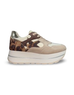 Queen Helena X33-18 sneakers donna in camoscio beige/leopardato 2