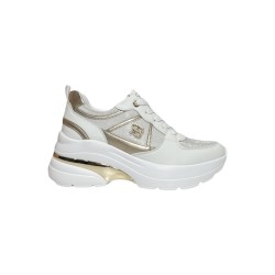 Renato Balestra RB2531 sneakers donna in similpelle e tessuto bianco platino