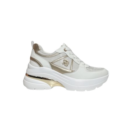 Renato Balestra RB2531 sneakers donna in similpelle e tessuto bianco platino