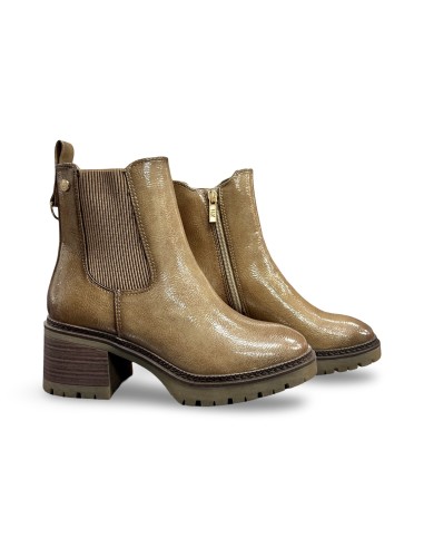 Xti 144277 stivaletti donna in pelle lucida beige