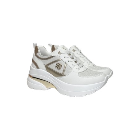 Renato Balestra RB2531 sneakers donna in similpelle e tessuto bianco platino