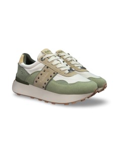 Refresh 173064 sneakers donna in camoscio/tessuto beige/verde