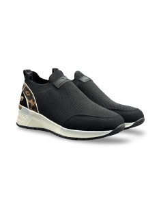 Xti 144375 slip on donna in tessuto e camoscio nero