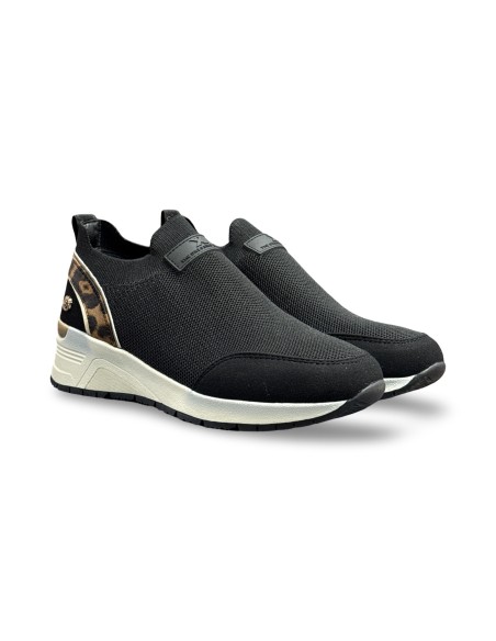 Xti 144375 slip on donna in tessuto e camoscio nero