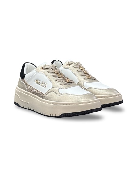 Cesare Paciotti 4US 4BX104 sneakers donna in pelle bianco/oro