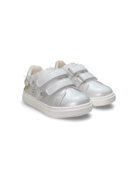 Balducci CITA7089 sneakers bambina in pelle bianco perla