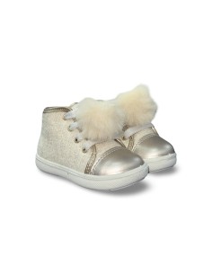 Primigi 8852133 sneakers bambina in pelle platino/panna