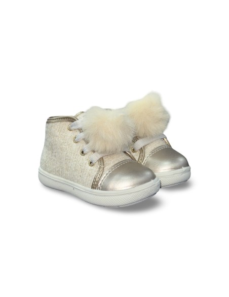 Primigi 8852133 sneakers bambina in pelle platino/panna