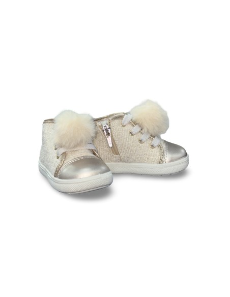 Primigi 8852133 sneakers bambina in pelle platino/panna