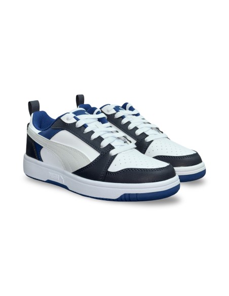 Puma Rebound V6 Lo Jr 393833 28 sneakers ragazzo/a in pelle bianco/blu