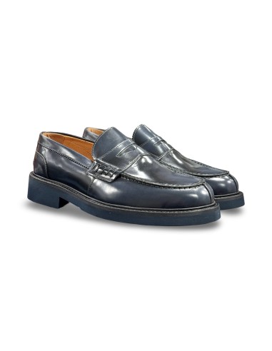 Exton 442 mocassini uomo in pelle abrasivato blu